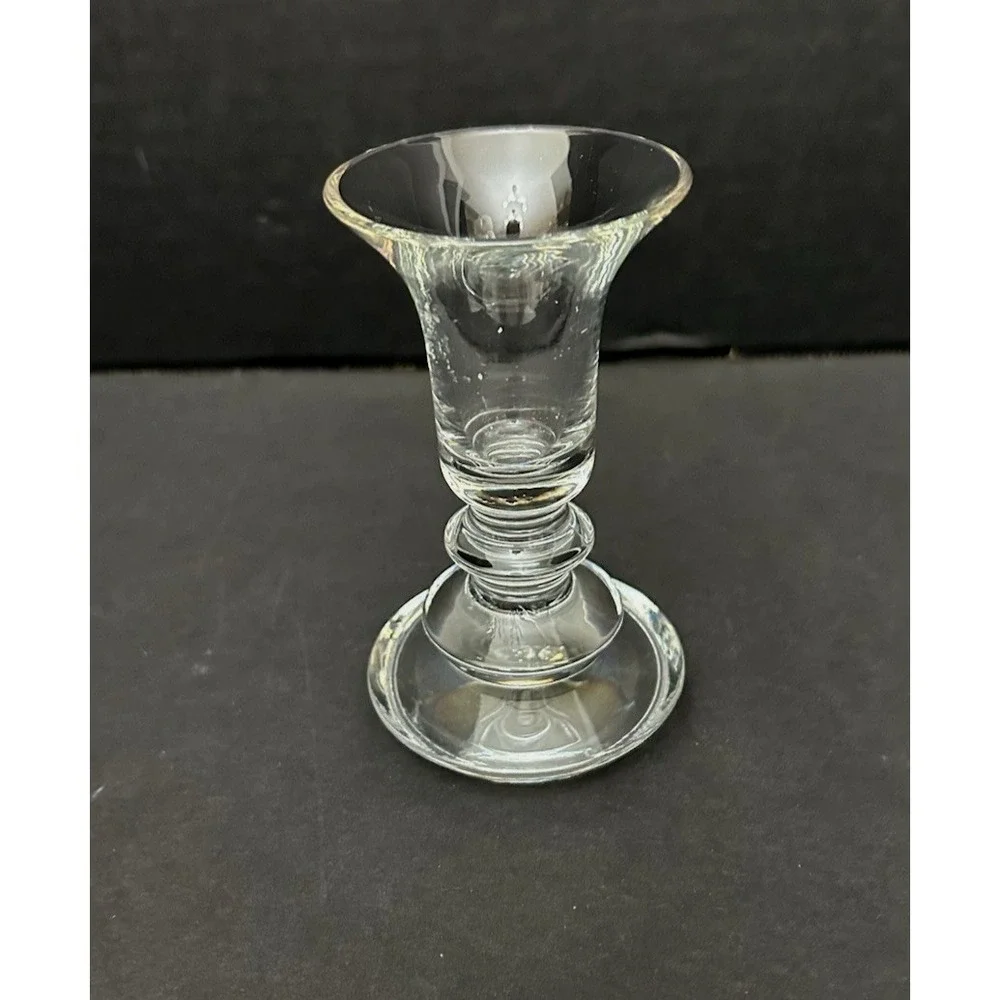 Crystal Candlestick Holder‎ Vase Clear Glass Trumpet Shaped Top Baluster Stem